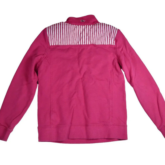 Vineyard Vines || Vivid Pink Stripes Quarter Zip Performance Sweater XS - Picture 3 of 7